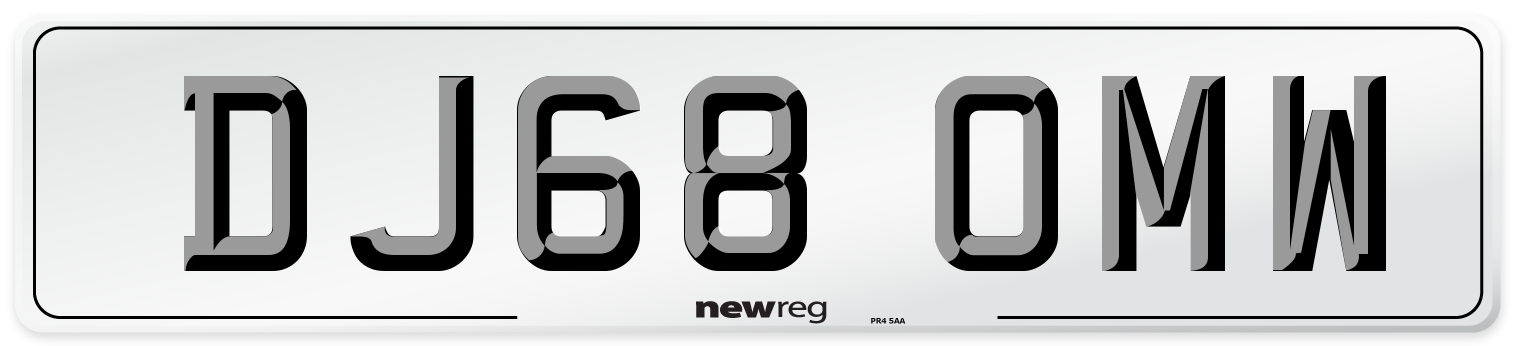 DJ68 OMW Number Plate from New Reg